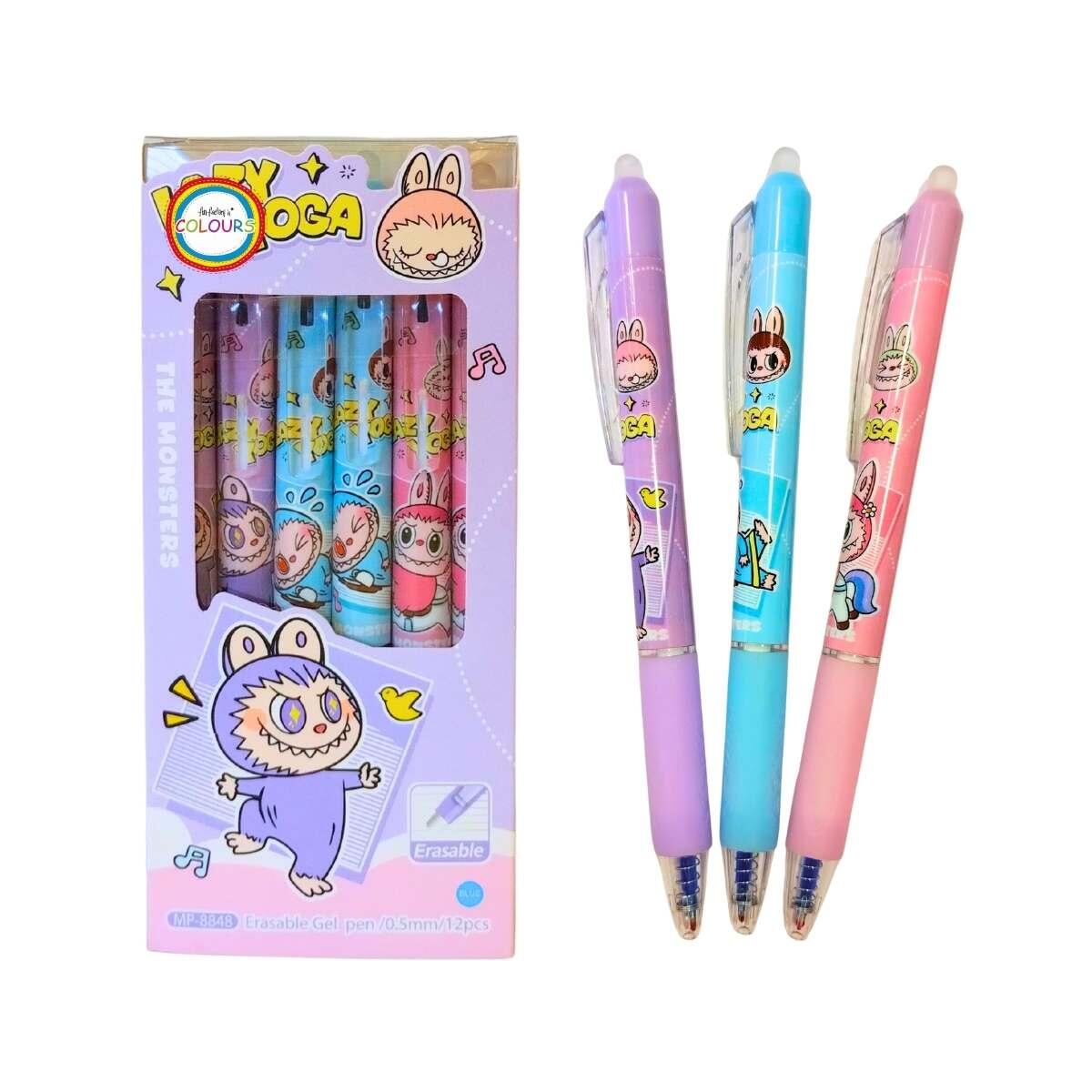 Boligrafo borrable retractil Labubu Yoga - Tinta Azul - 0.5 mm