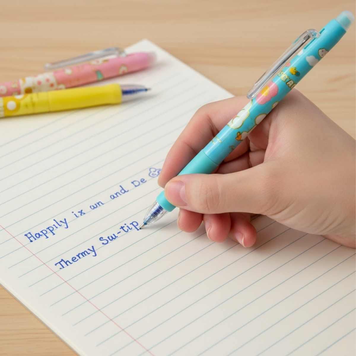 Boligrafo borrable Huellas retractil - Tinta Azul - 0.5mm