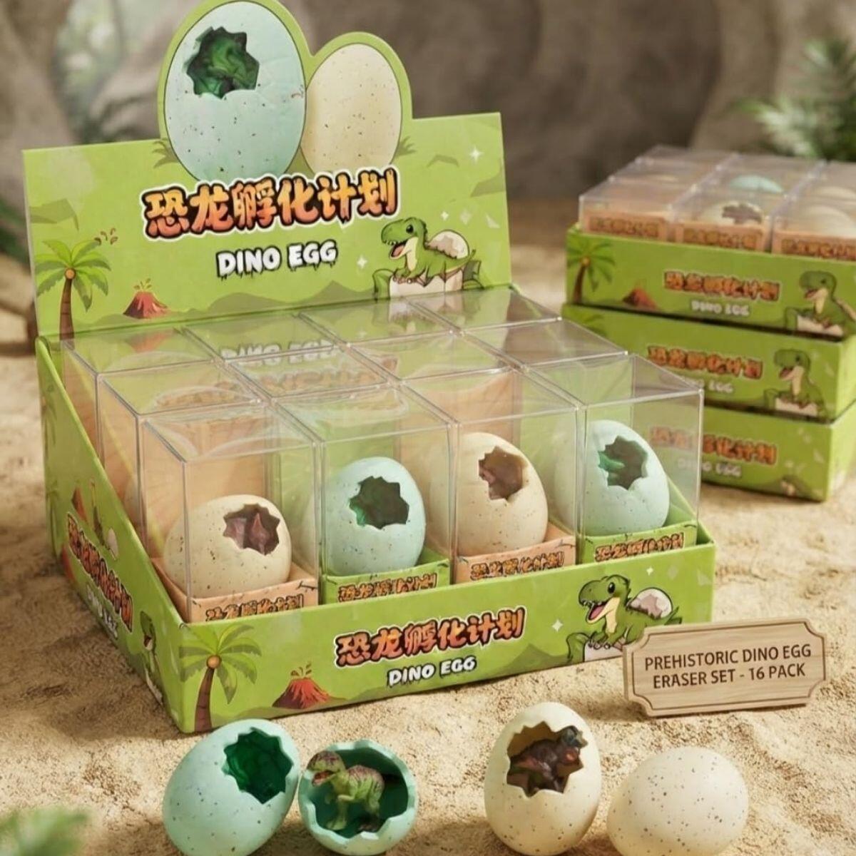 Goma Huevo Dino 3D en caja PVC