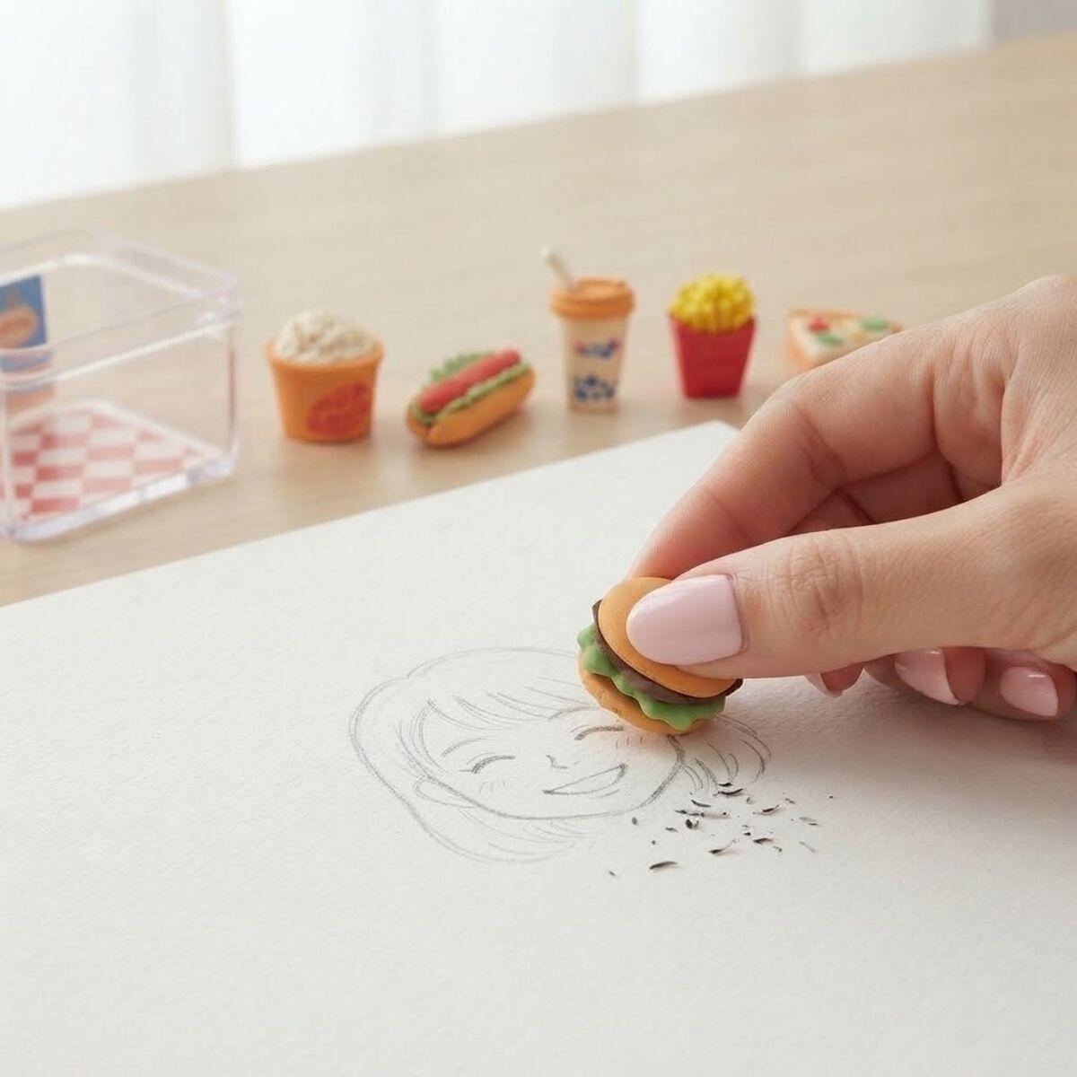 Goma Fast Food x 2 en caja transparente lego