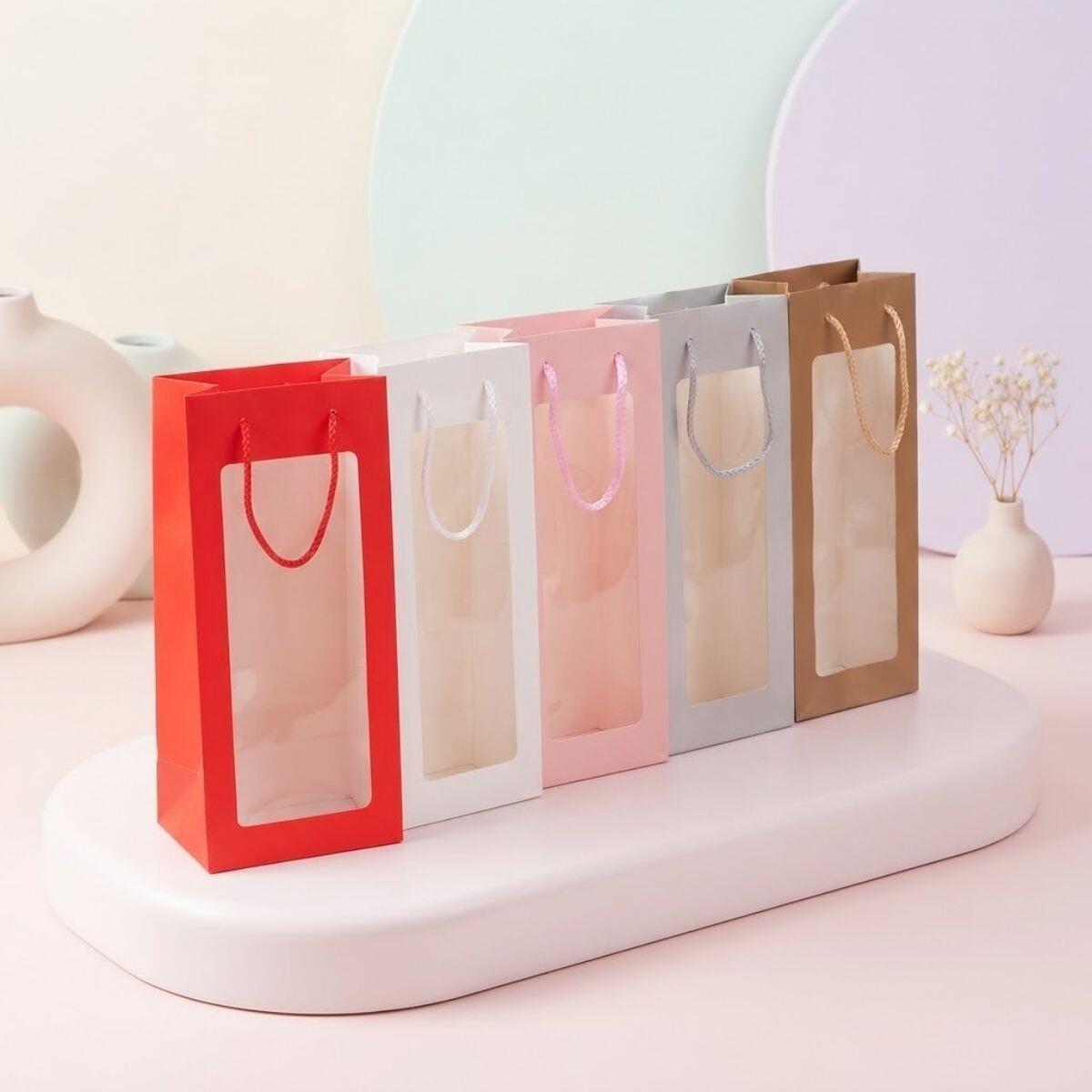 Bolsa de regalo Vino c/ventana transparente
