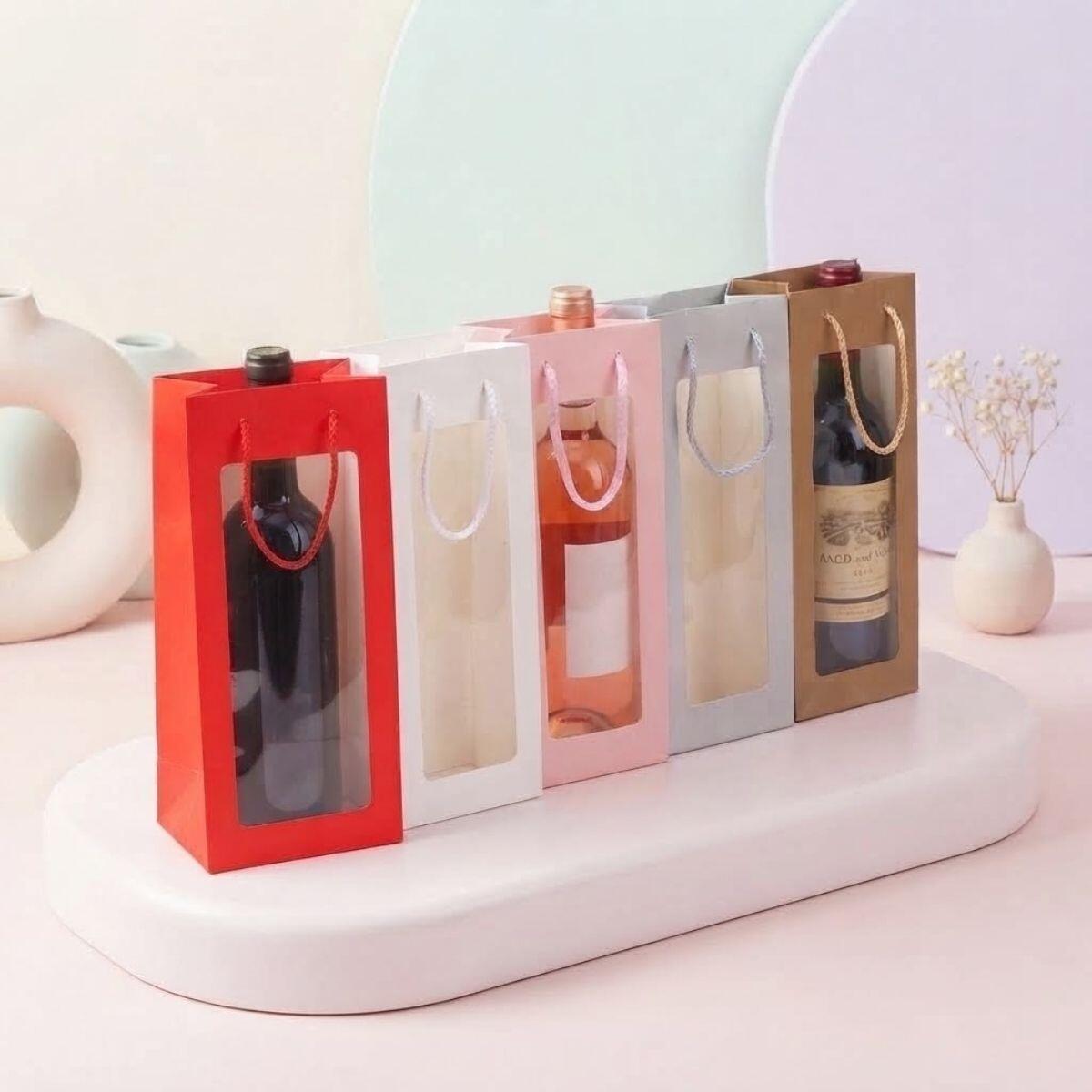 Bolsa de regalo Vino c/ventana transparente