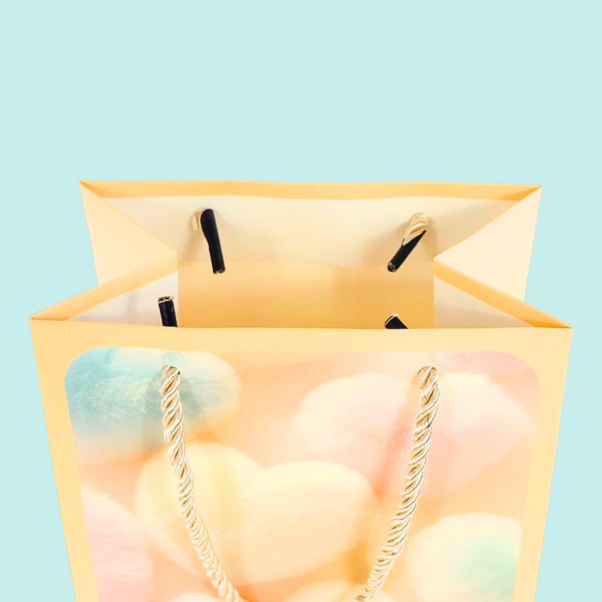 Bolsa de regalo Corazones pastel c/colgante 24,5x19,5x9,5cm