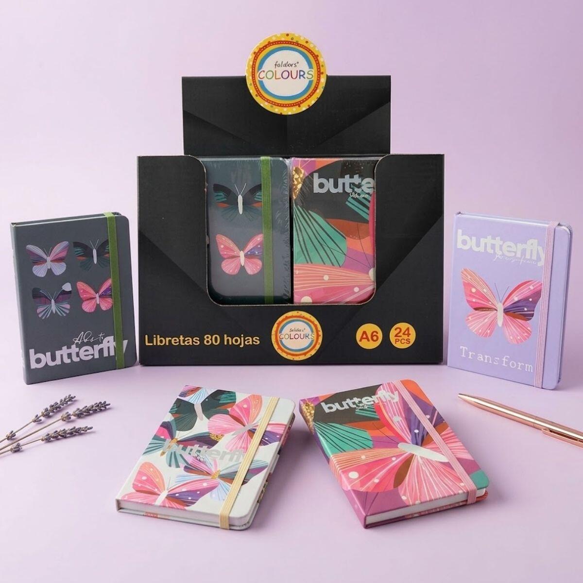 Libreta A6 Butterfly - 80 hojas rayadas