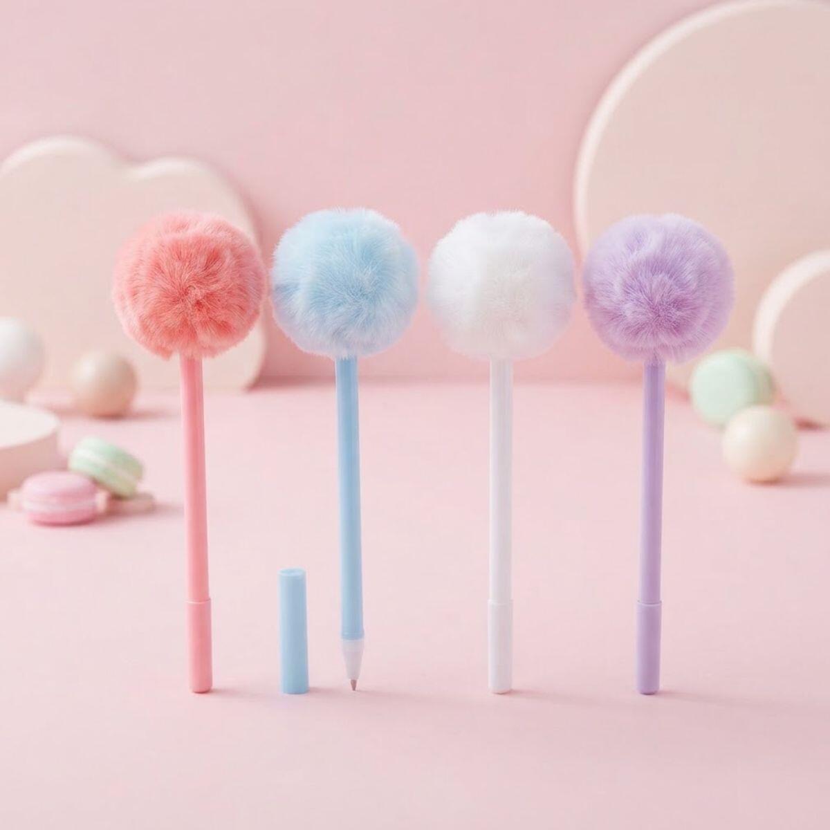 Boligrafo c/pompon color pastel