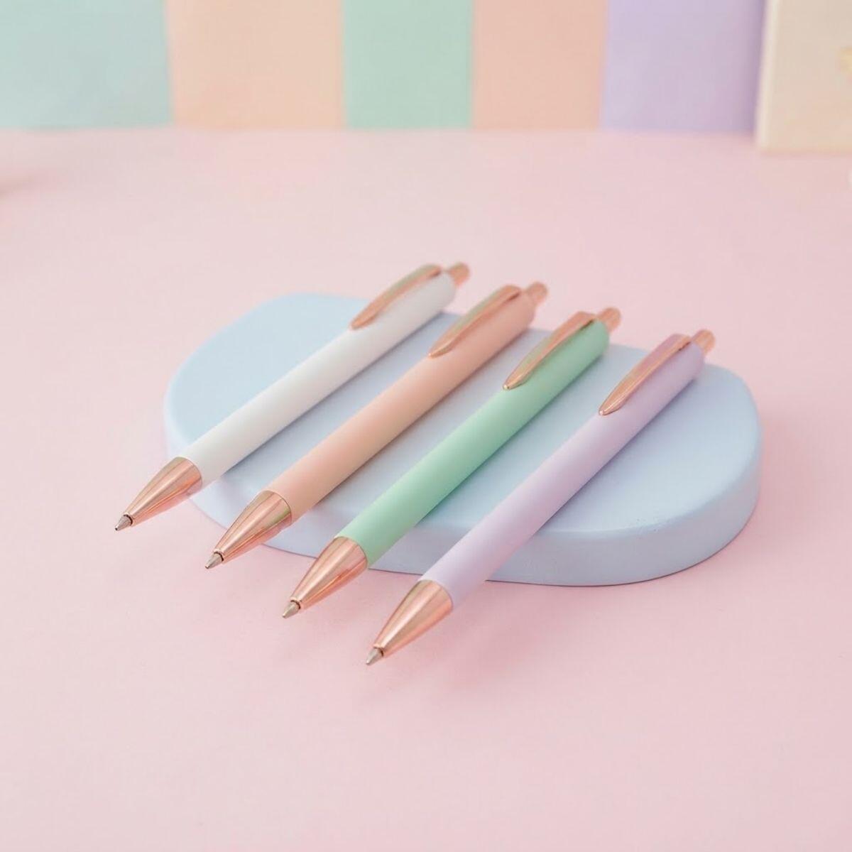 Boligrafo metal color pastel retractil c/clip