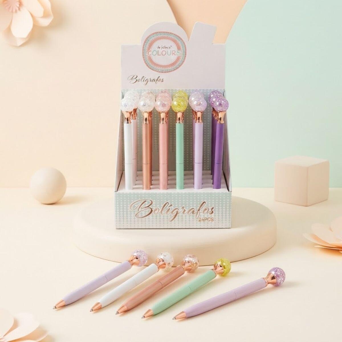 Boligrafo metal color pastel c/giro - Esfera brillante 