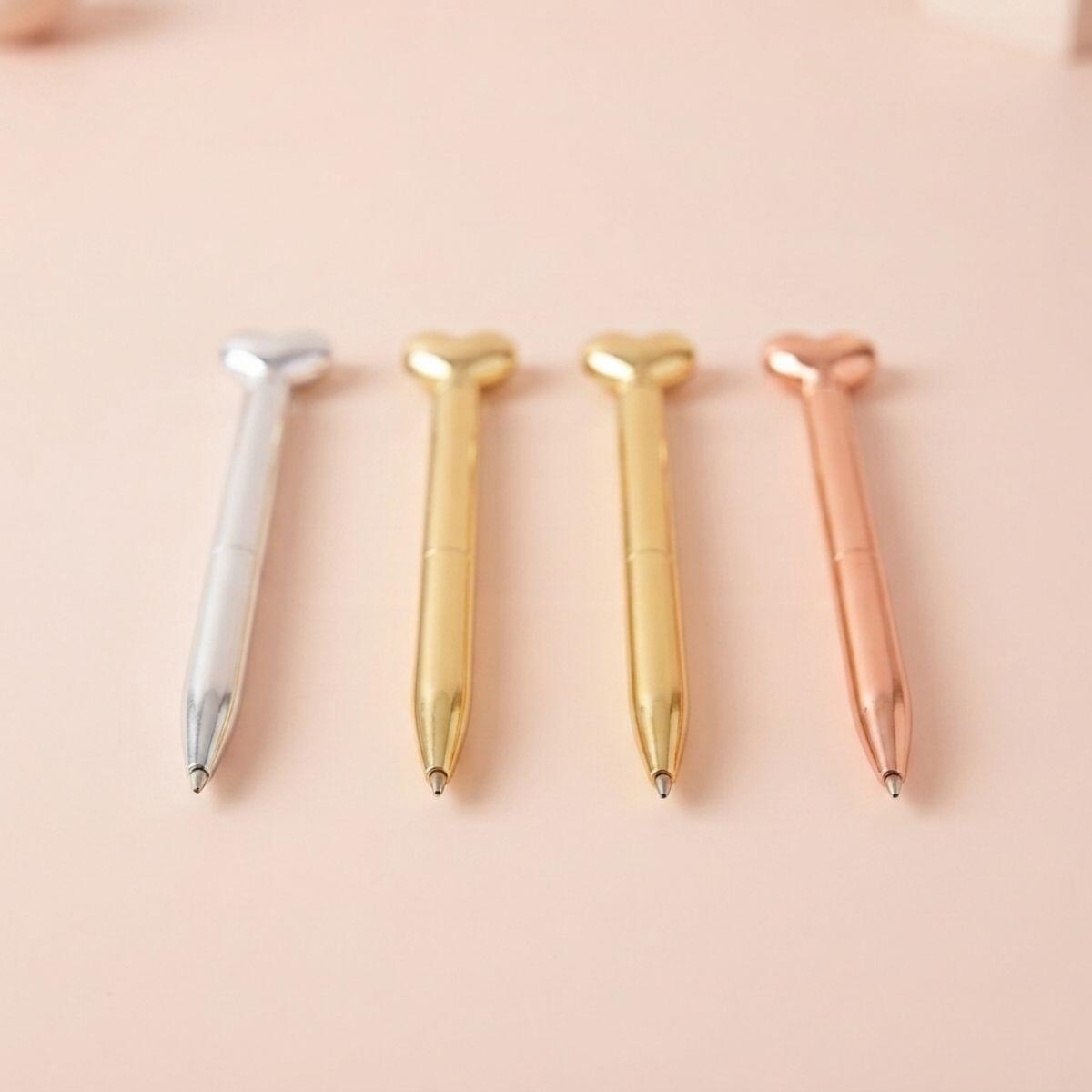 Boligrafo metal retractil c/giro y aplique corazon - Dorado/Plateado/Cobre