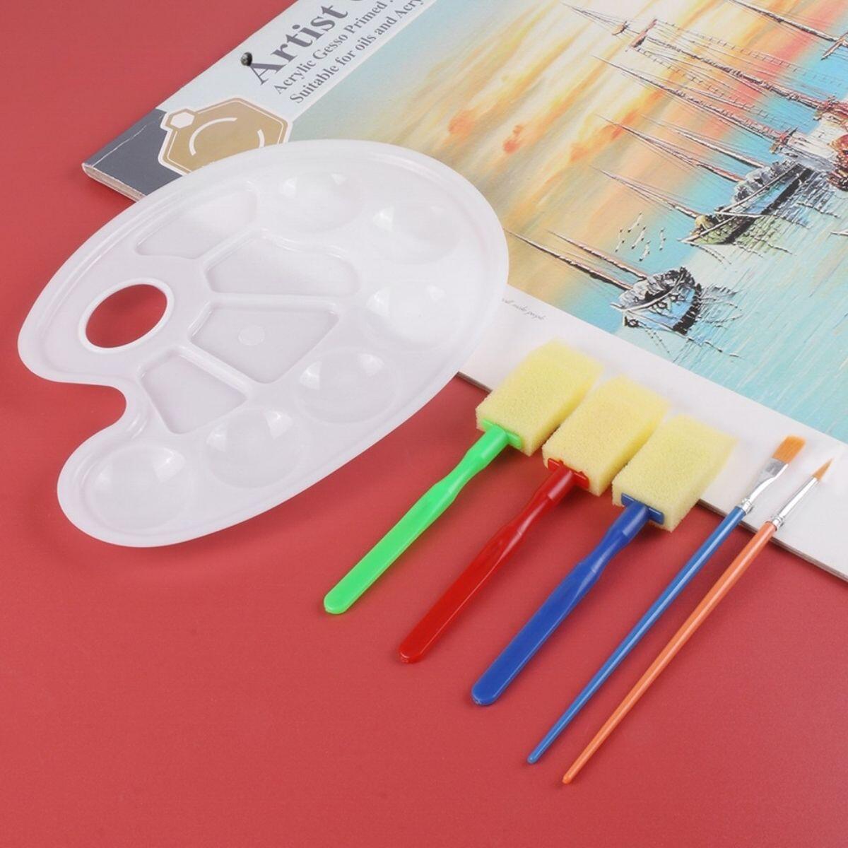 Set para pintar x 9 -4 pinceles + 4 esponjas + 1 paleta (22x17cm)