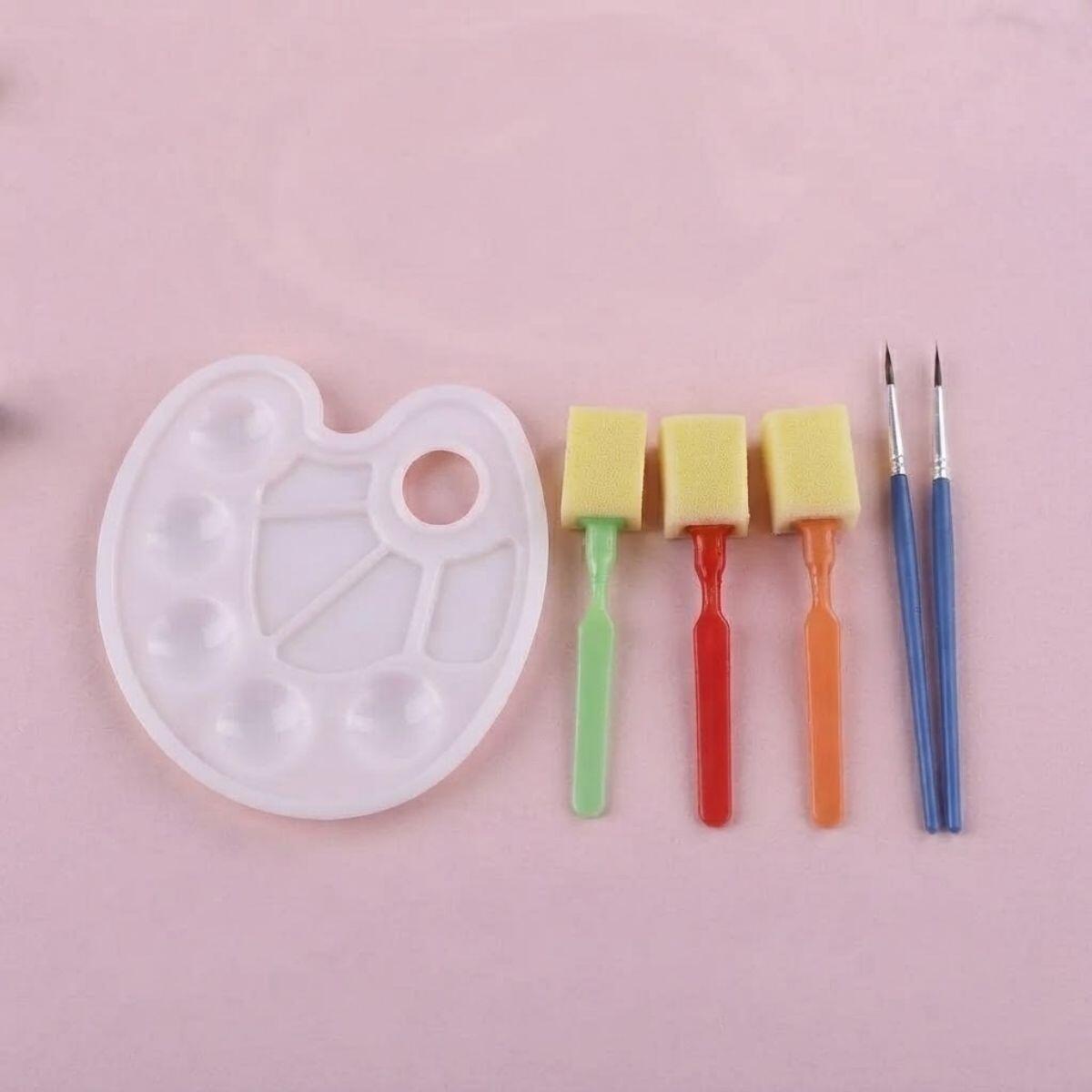 Set  2 pinceles + 1 paleta (23x17cm) + 3 pinceles esponja