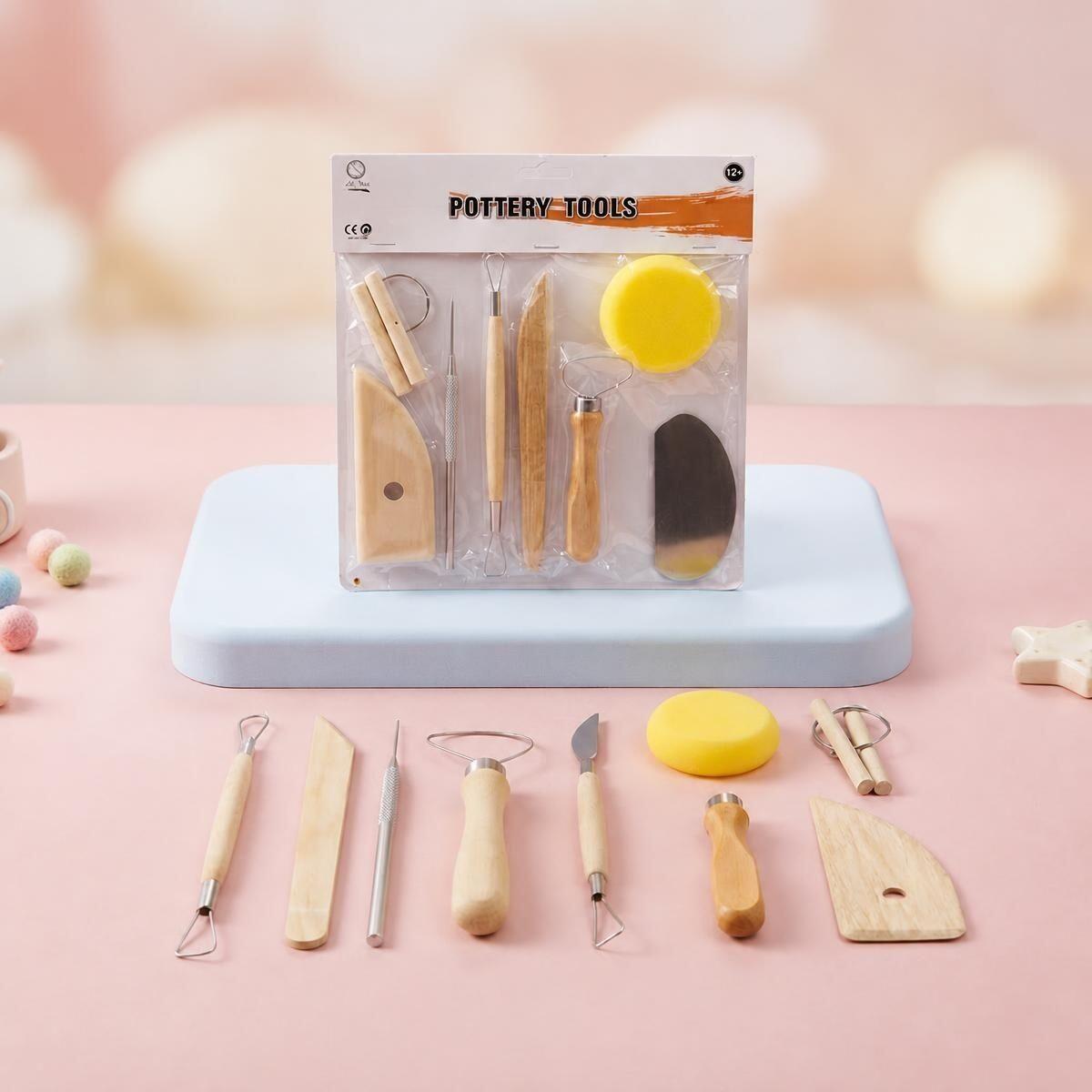 Utiles para ceramica x 8 de madera