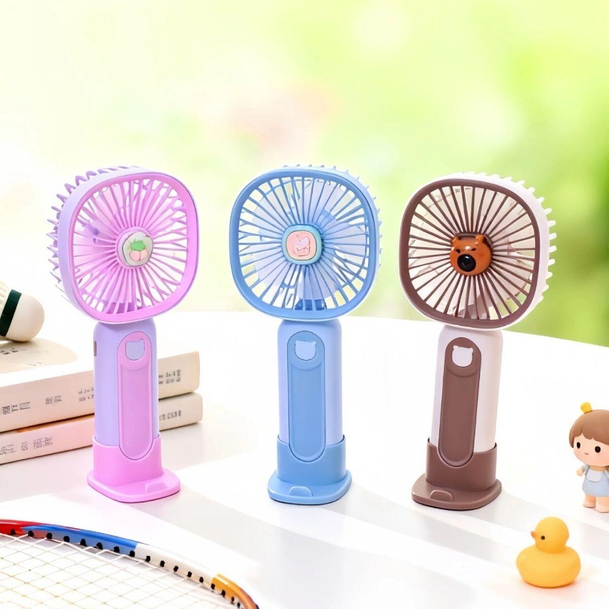 Ventilador Mini color pastel 3 Velocidades + cable USB + base