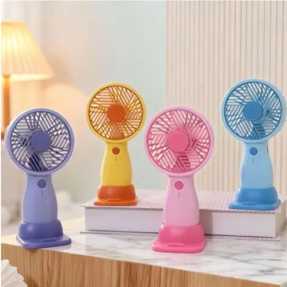 Ventilador Mini color pastel  3 velocidades + cable USB + base 