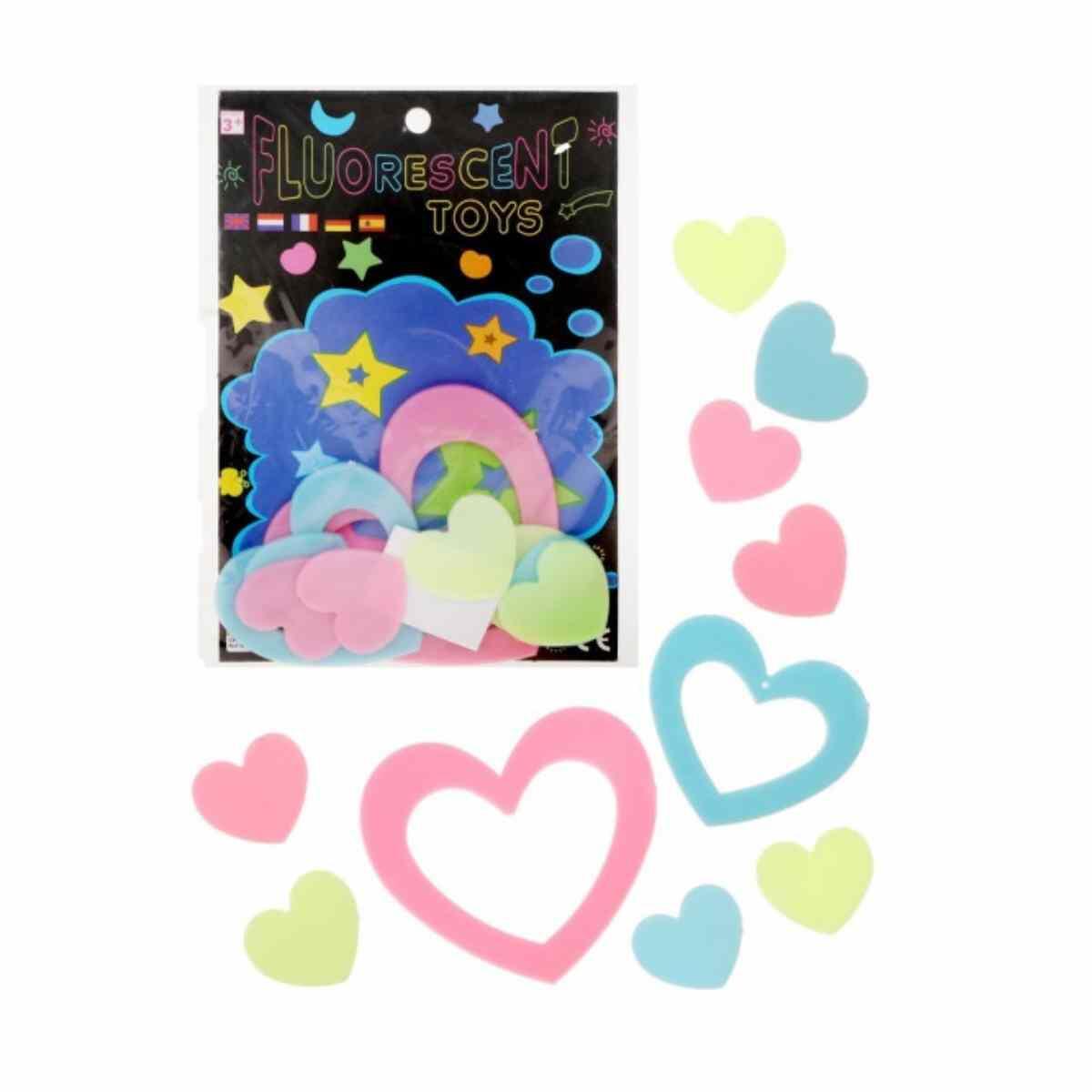 Sticker Glow in the dark Corazones grandes pastel