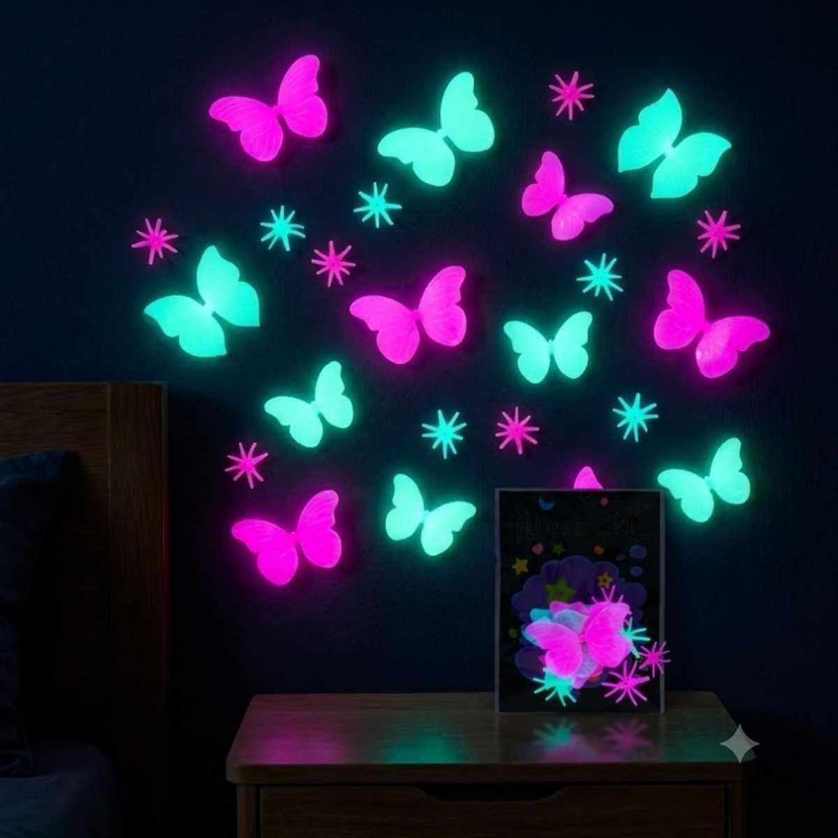Sticker Glow in the dark Mariposas grandes pastel
