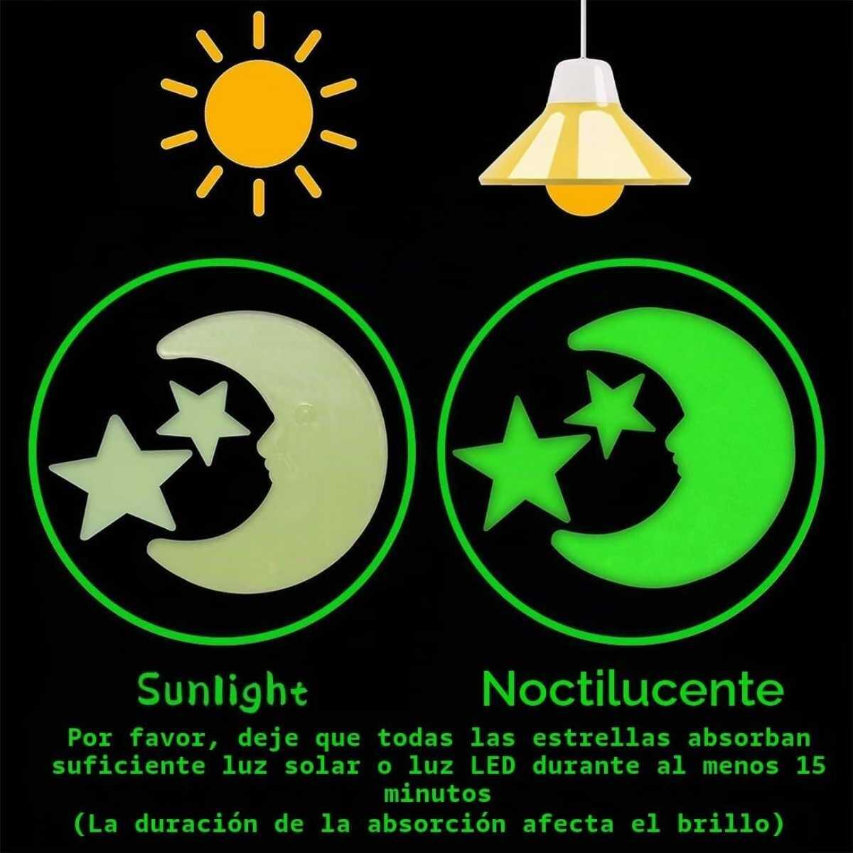 Sticker Glow in the dark Luna y Estrellas