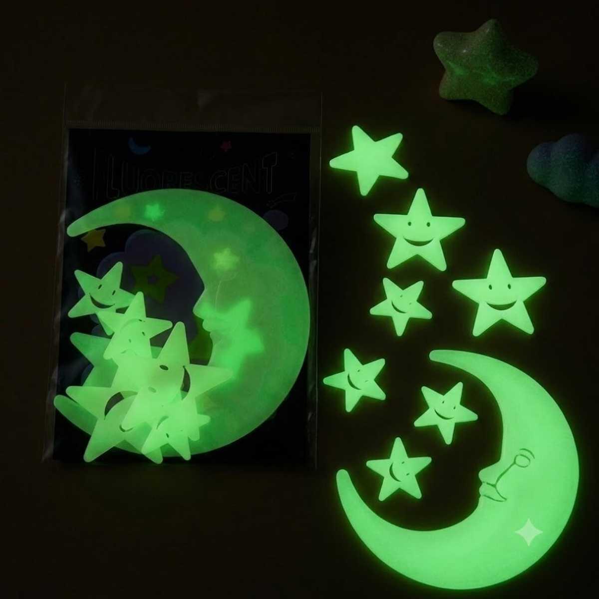 Sticker Glow in the dark Luna y Estrella grande 
