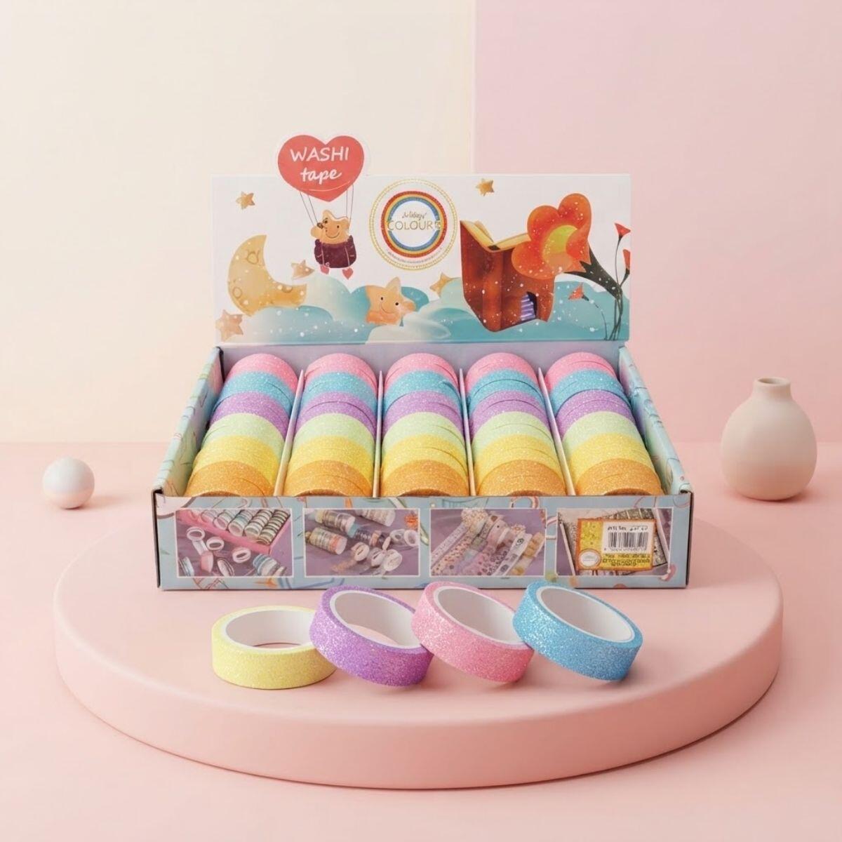 Cinta Washi c/brillo color pastel