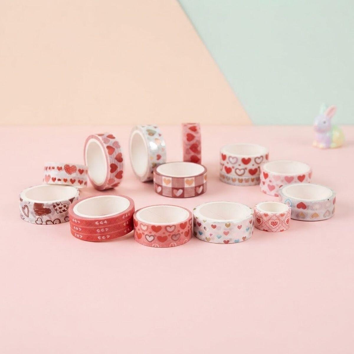 Cinta papel adhesiva decorativa x 60 rollos - c/corazones
