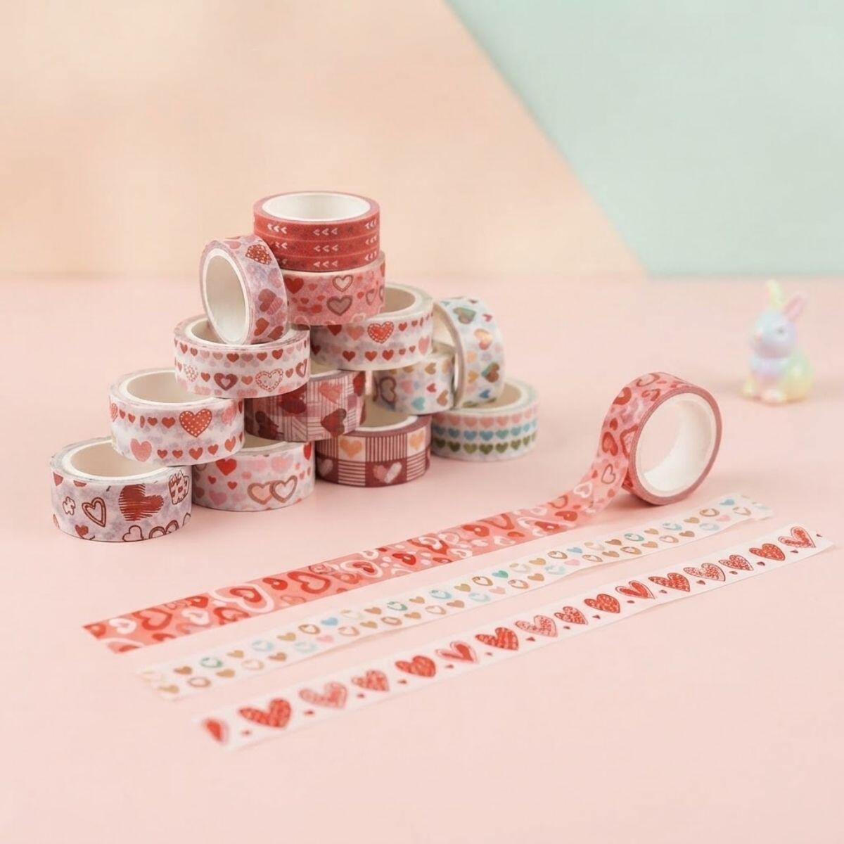 Cinta papel adhesiva decorativa x 60 rollos - c/corazones
