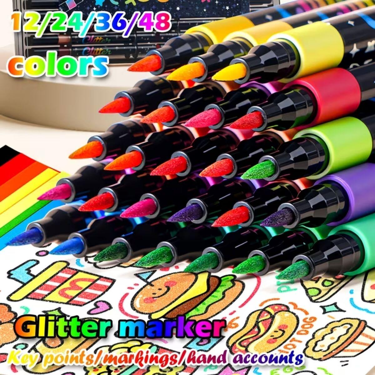 Marcador c/glitter punta pincel x 12 unidades