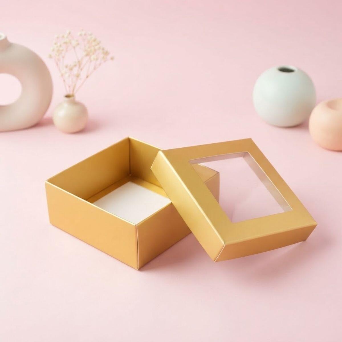 Caja de regalo papel c/ventana 13x13x6cm