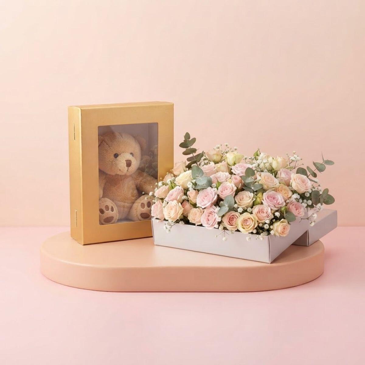 Caja de regalo papel c/ventana 13x13x6cm