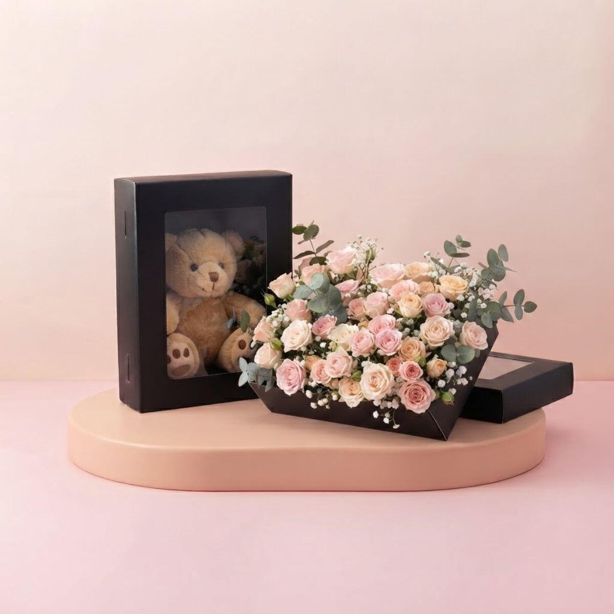 Caja de regalo papel c/ventana 22x17x7.5cm