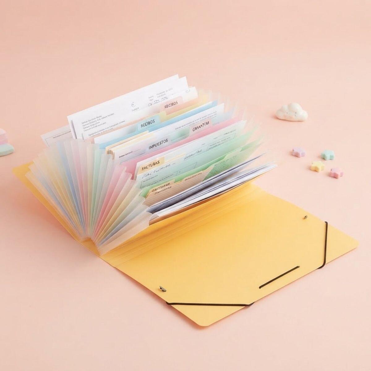 Carpeta A4 Vende c/elastico  colores brillantes - 13 divisiones