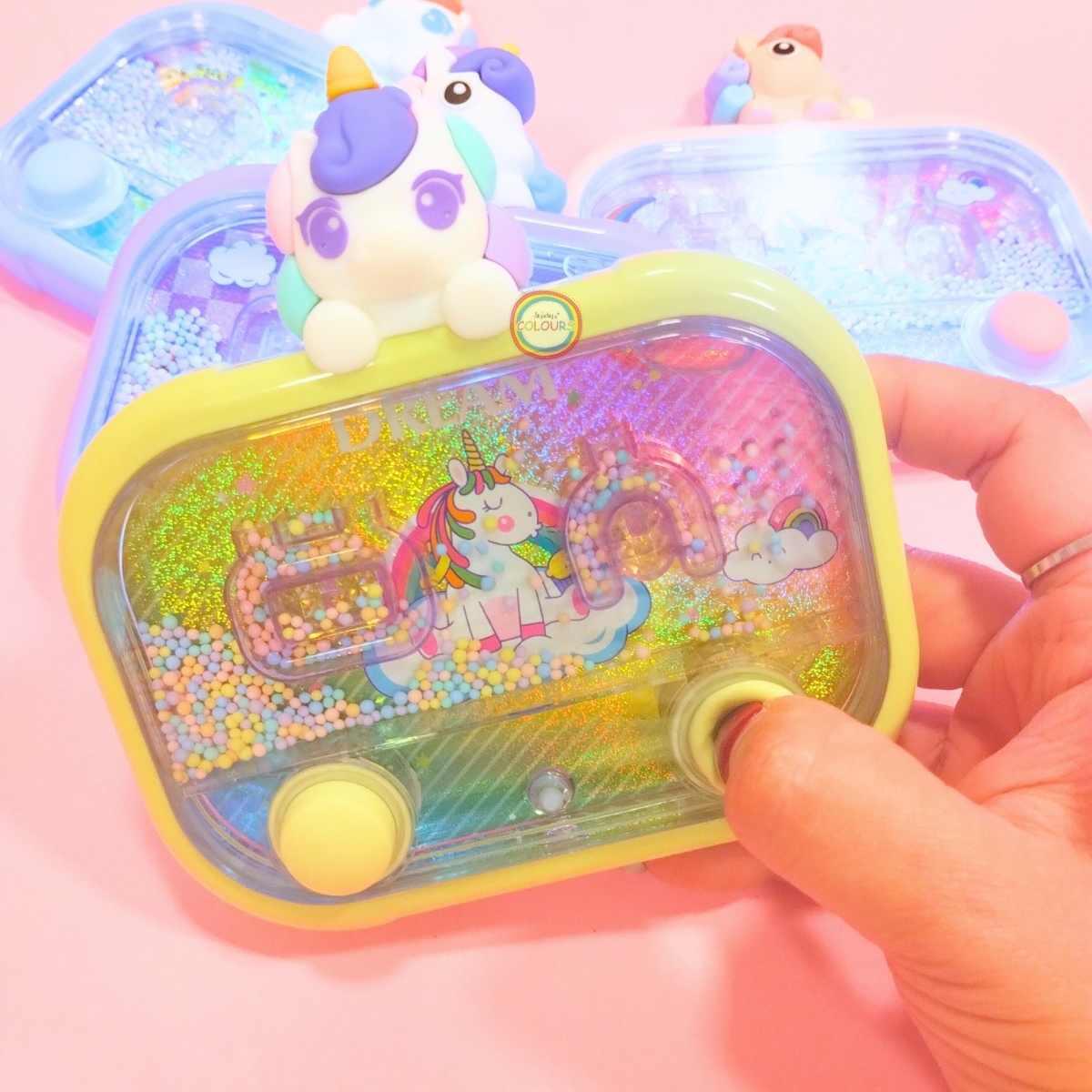 Juego de agua Unicornio c/mini aplique 2 botones y LUZ