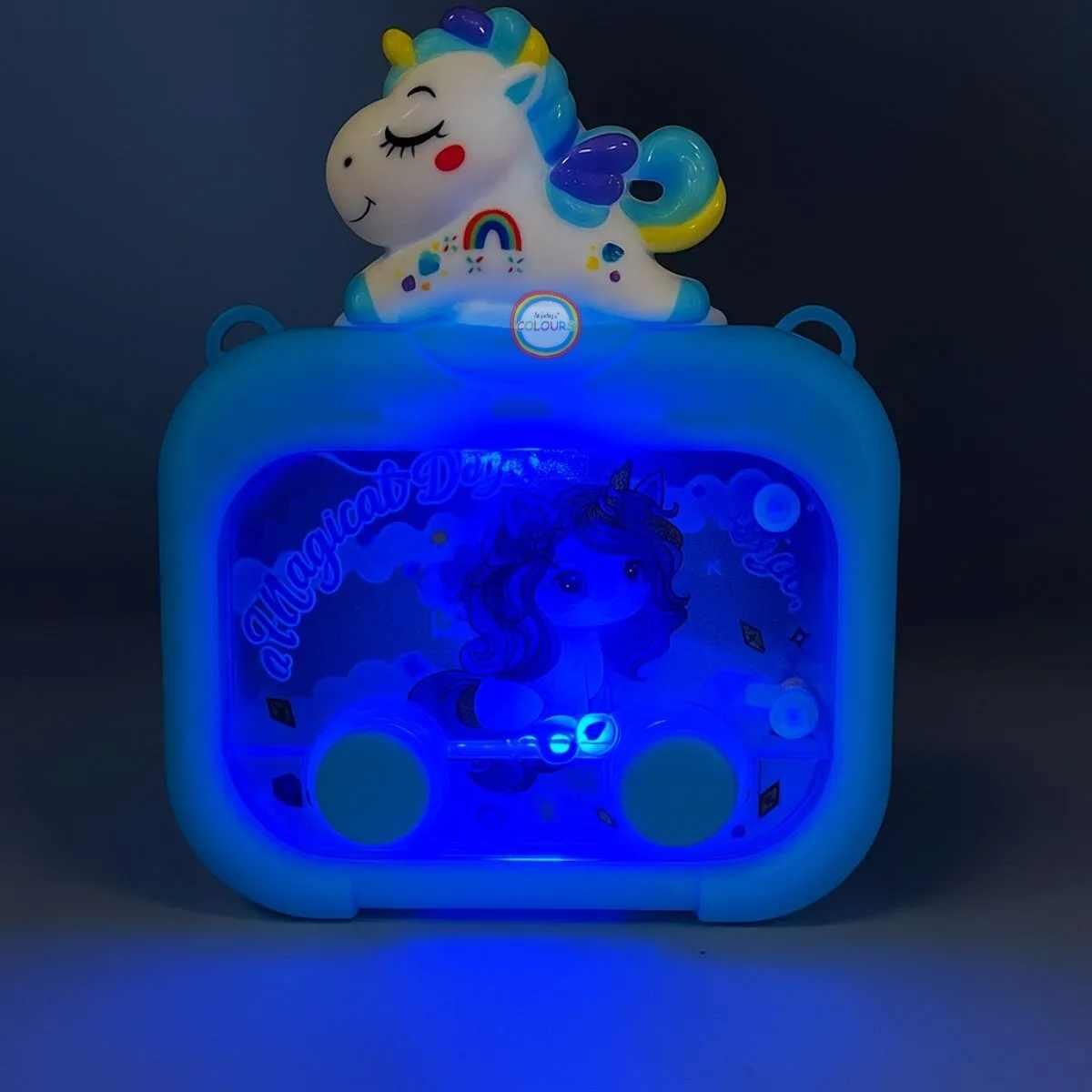 Juego de agua Unicornio c/mini aplique 2 botones y luz