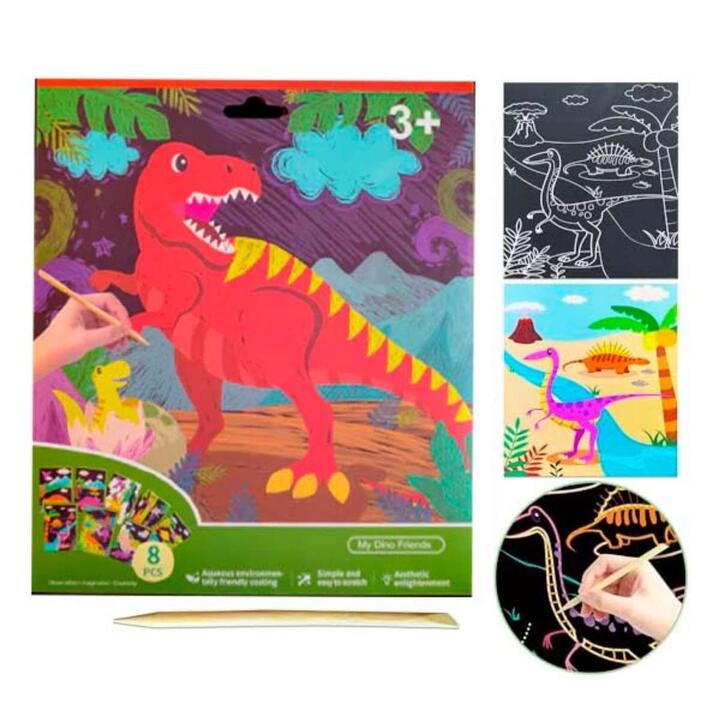 Papel Magico Dinos c/lapiz bamboo  - 8 hojas