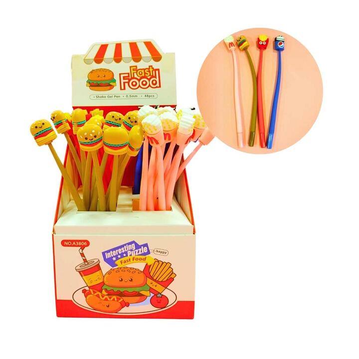 Boligrafo punta aguja flexible Fast Food - Tinta azul