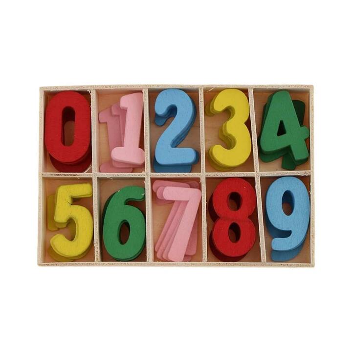 Set numeros madera colores x 50 unidades