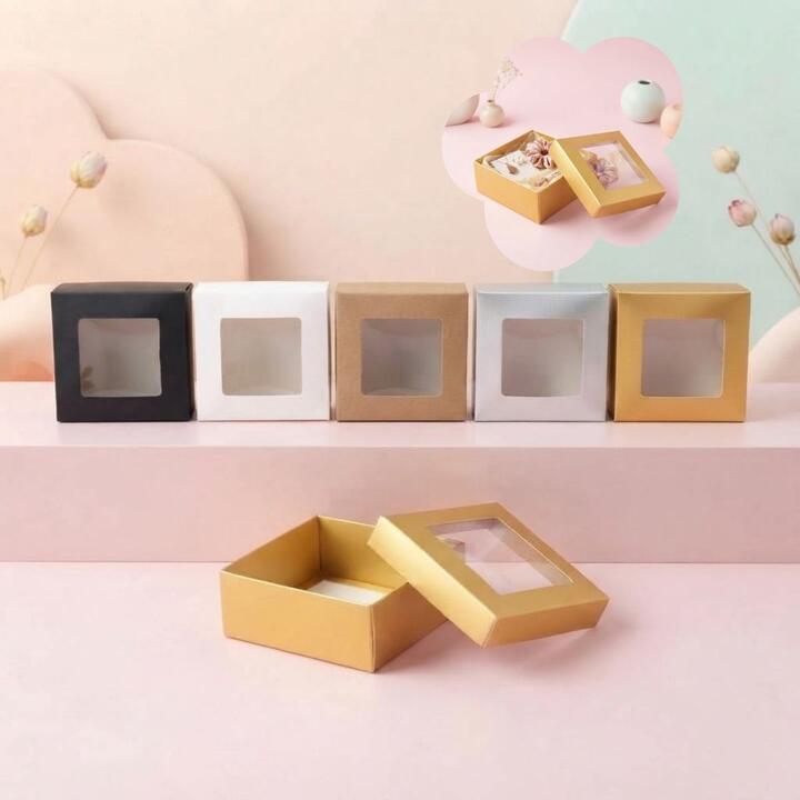 Caja de regalo papel c/ventana 13x13x6cm