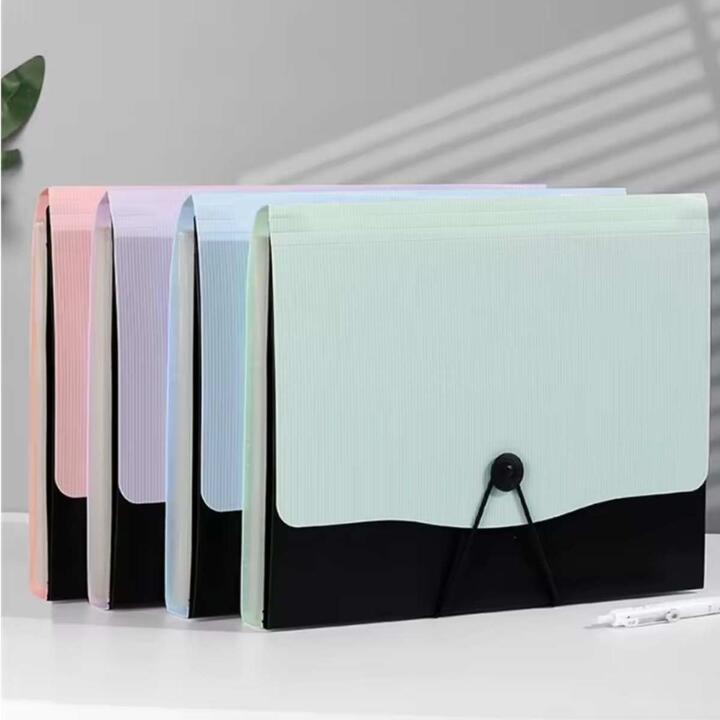 Carpeta FC archivo horizontal color pastel c/ clip, solapa y cordón elástico   -13 divisiones